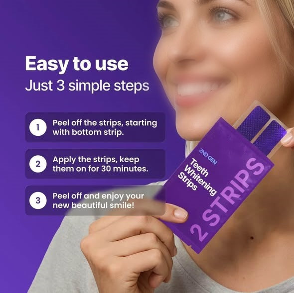 Purple Teeth Whitening Strips for Stain Removal and Fresh Care