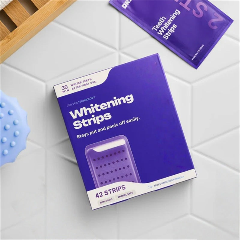 Purple Teeth Whitening Strips for Stain Removal and Fresh Care
